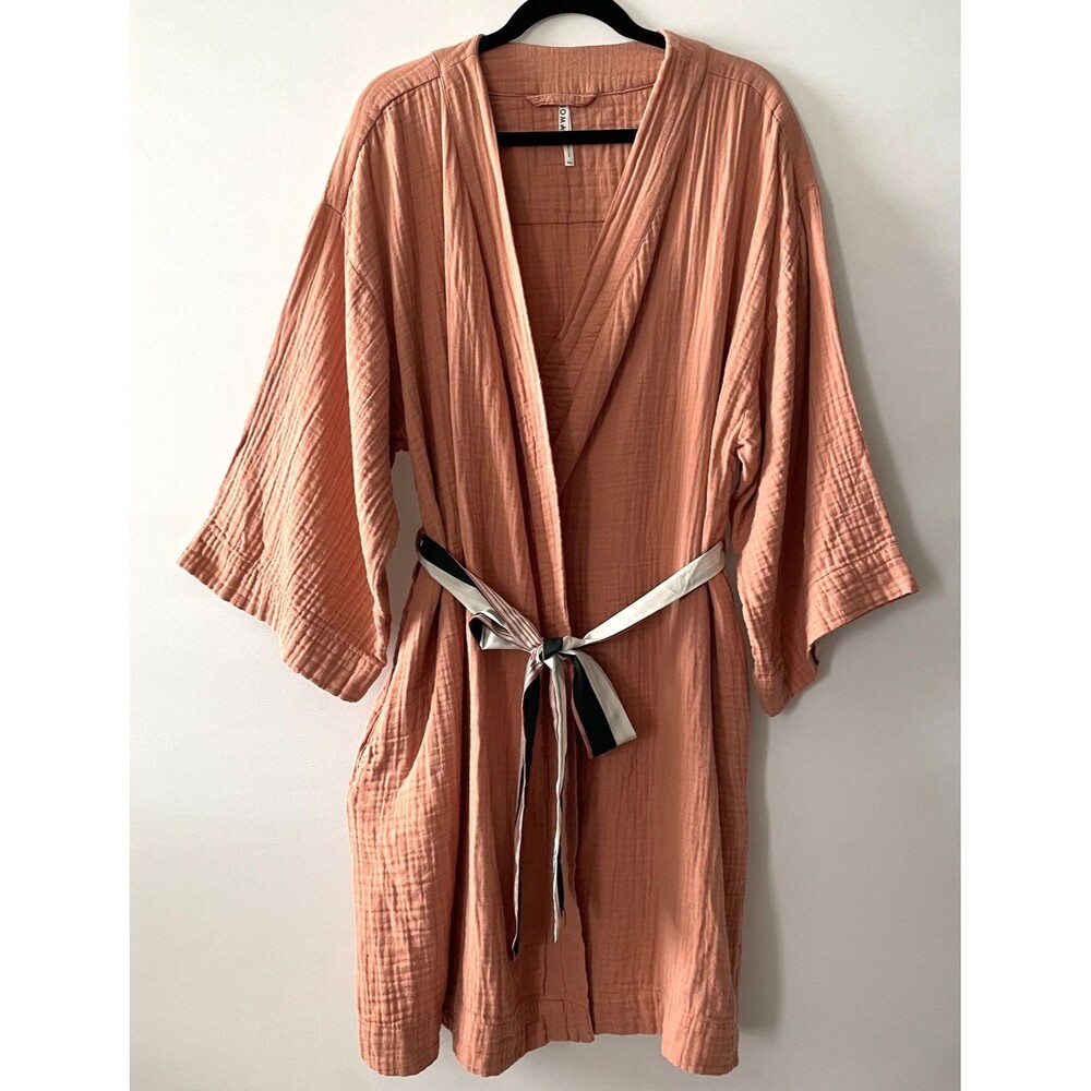 Soma Cotton Gauze Robe Womens XXL Orange Kimono Pockets Replacement Belt